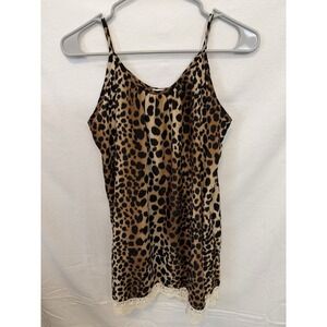 Pomelo Leopard Animal Print Lace Edge Camisole Tunic Y2K Coquette Fairy Grunge